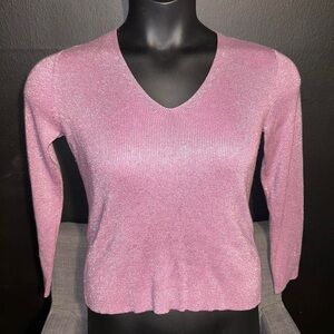 Vintage New York & Company Glitter Pink Top Size XS